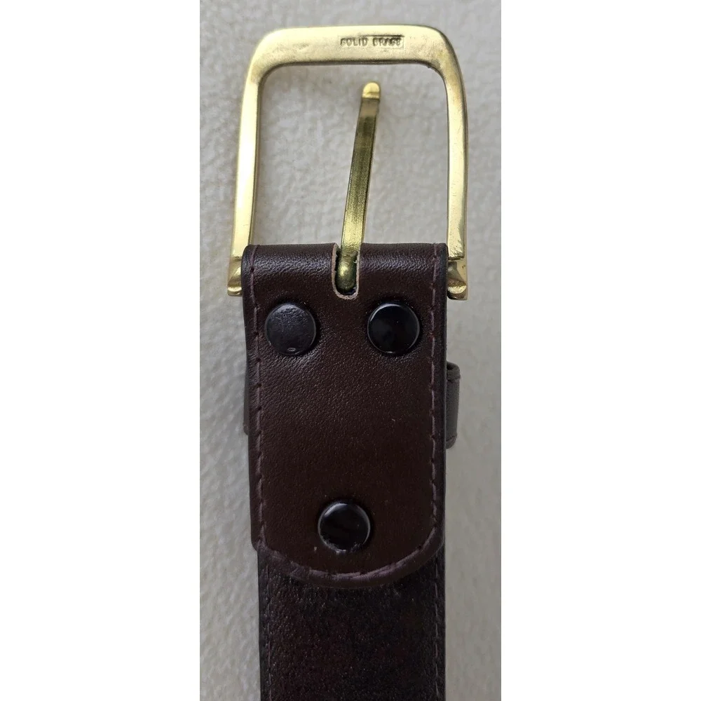 Vintage Lejon Belt Mens Sz 38 Brown Glove Leather Dress Formal Gold Buckle #6142